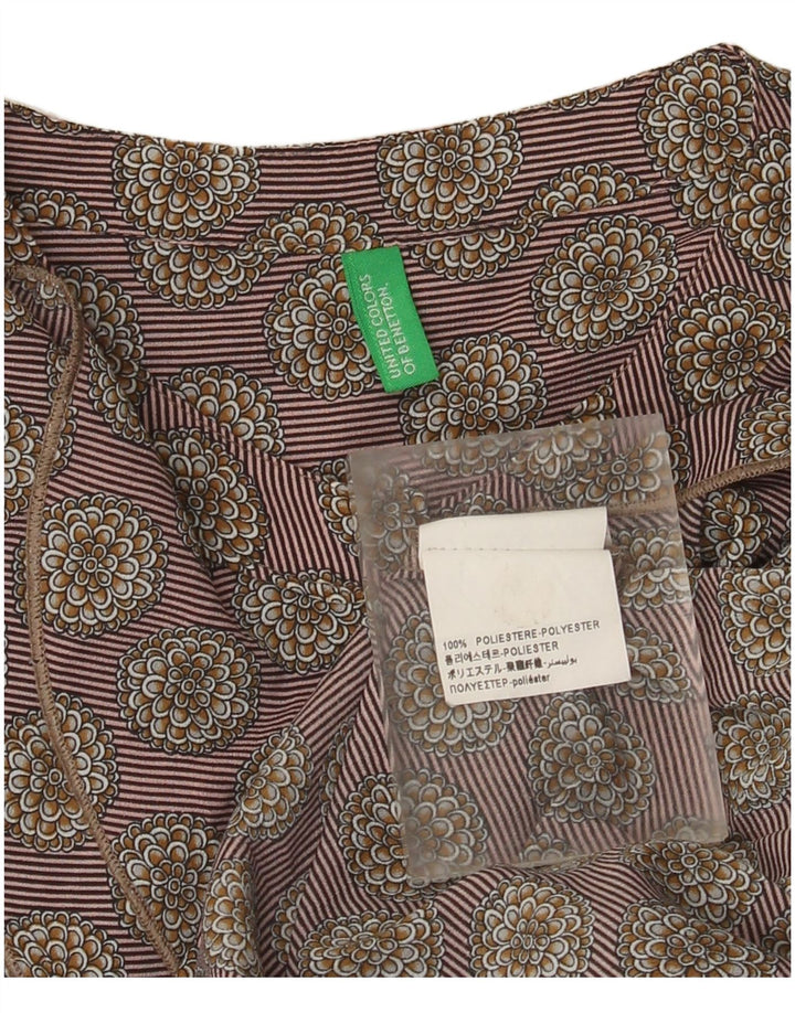 Benetton Γυναικεία μπλούζα με βολάν μπροστά τοπ UK 14 Medium Grey Floral