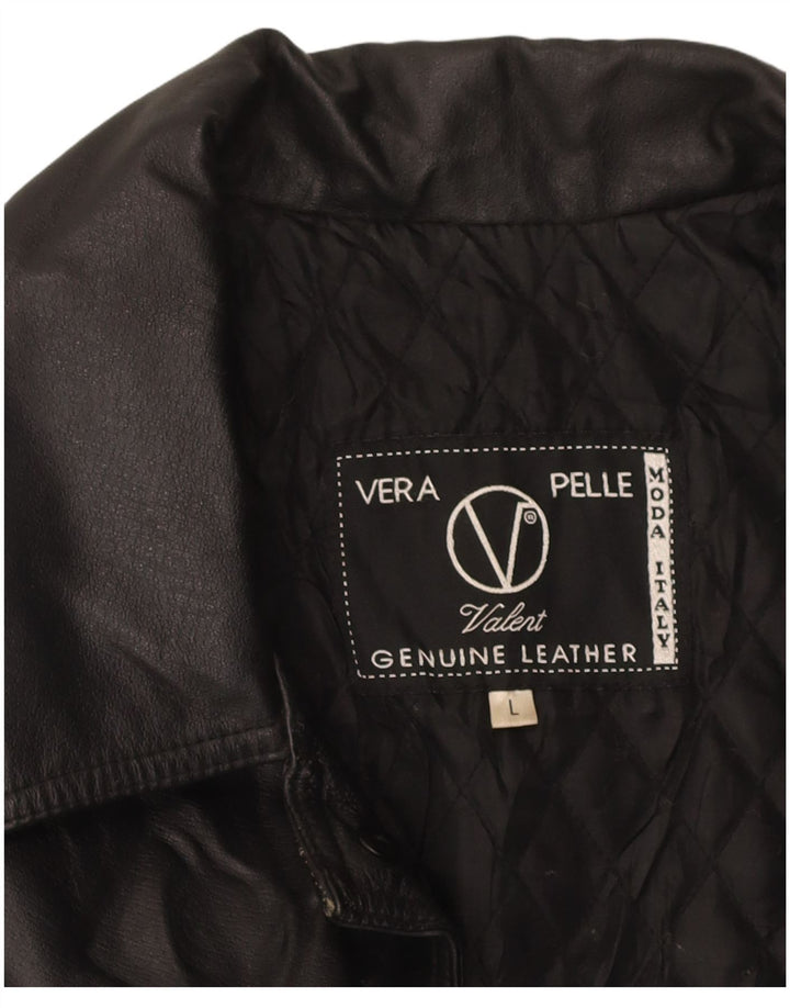 VALENT Mens Leather Jacket UK 40 Large Black Leather