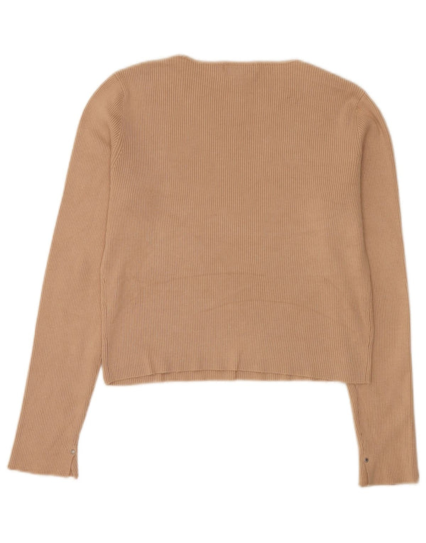 Calvin Klein Jeans Γυναικείο Crop μακρυμάνικο UK 14 Large Brown Rayon
