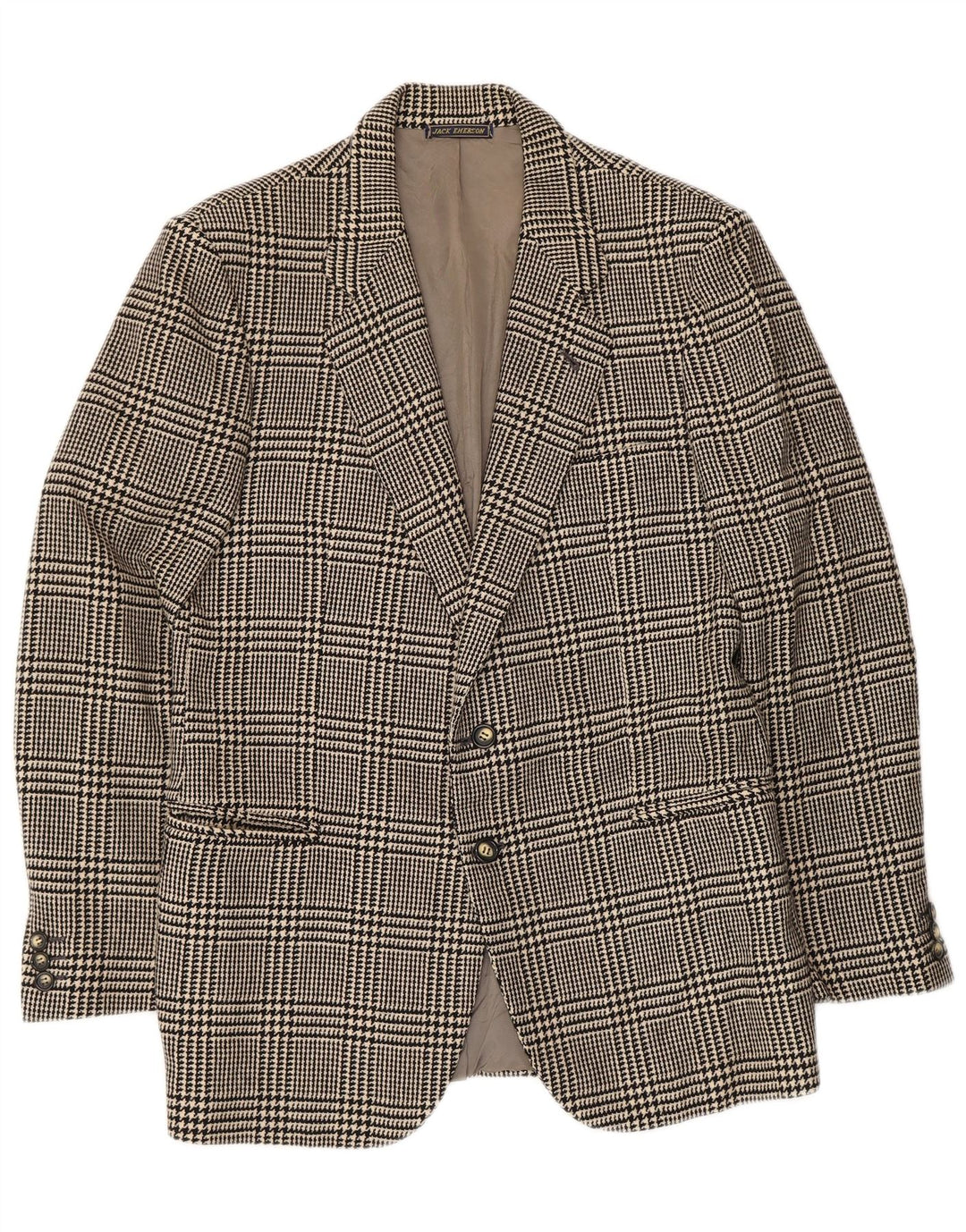 Jack Emerson Ανδρικό σακάκι με 2 κουμπιά UK 36 Small Black Houndstooth