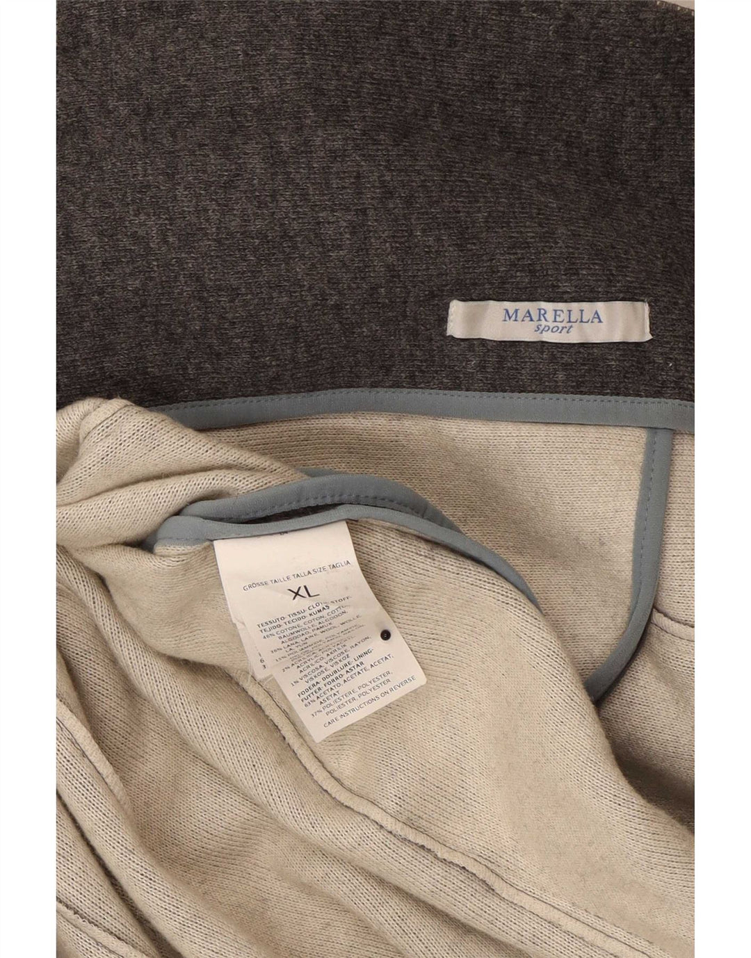 Marella Γυναικείο πλεκτό σακάκι με διπλό στήθος UK 18 XL γκρι μαλλί