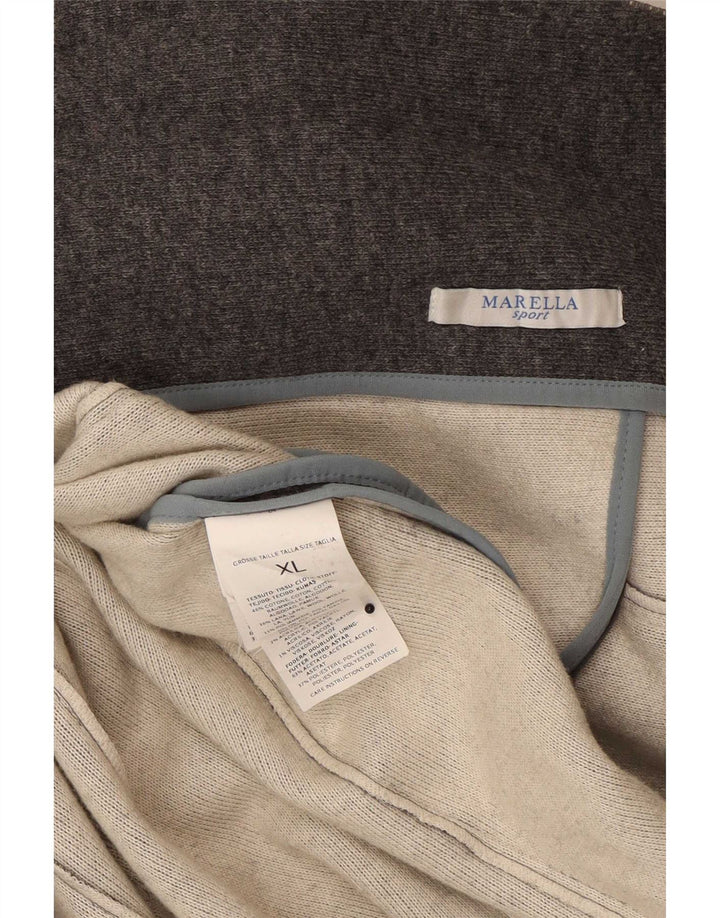 Marella Γυναικείο πλεκτό σακάκι με διπλό στήθος UK 18 XL γκρι μαλλί
