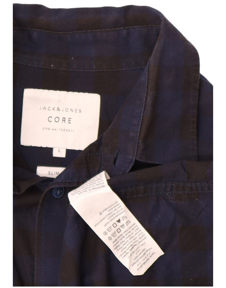 JACK & JONES Ανδρικό πουκάμισο Slim Fit μεγάλο μαύρο βαμβακερό Gingham