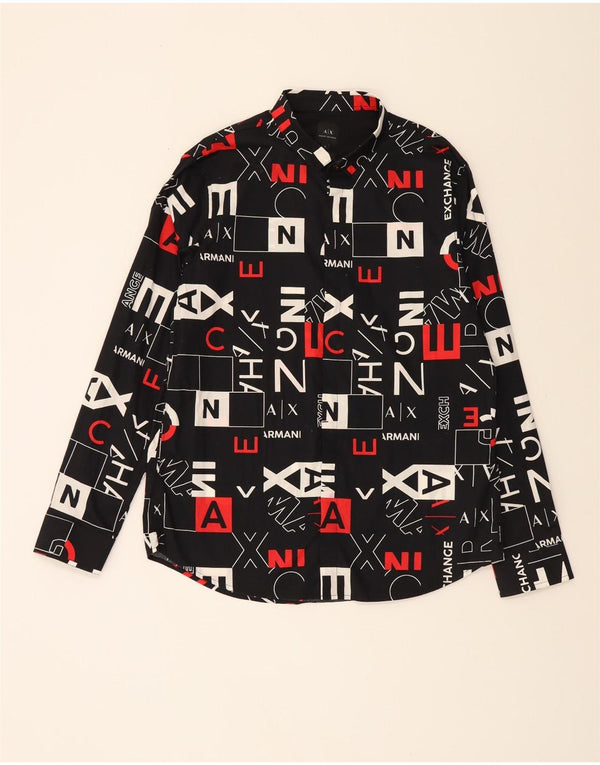 ARMANI EXCHANGE Ανδρικό Abstract Pattern Graphic πουκάμισο XL Μαύρο βαμβακερό