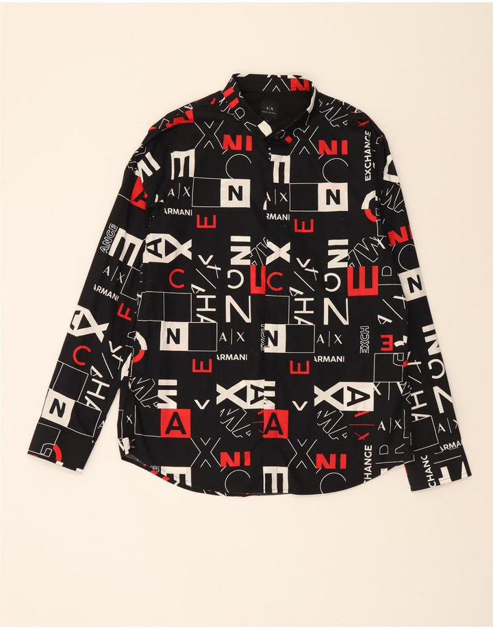 ARMANI EXCHANGE Ανδρικό Abstract Pattern Graphic πουκάμισο XL Μαύρο βαμβακερό
