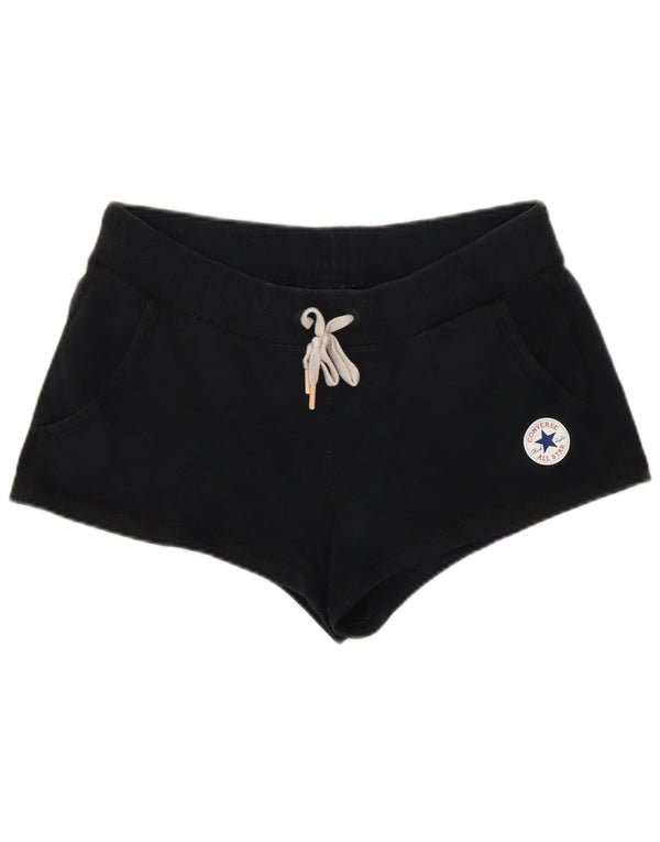 Converse Womens Sport Shorts UK 14 Medium  Black Cotton