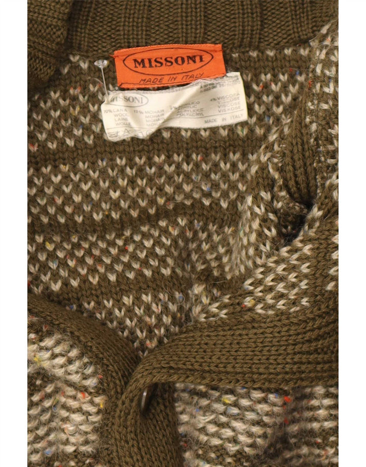 Missoni Ανδρική ζακέτα πουλόβερ Μαλλί με μεσαίο χακί ριγέ