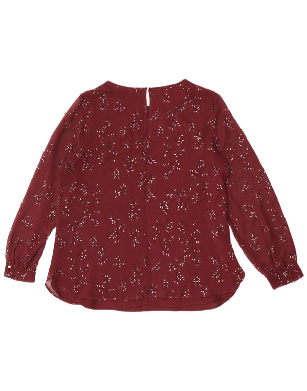 Laura Ashley Γυναικεία Μπλούζα Τοπ UK 16 Large Βουργουνδί Floral Πολυεστέρας