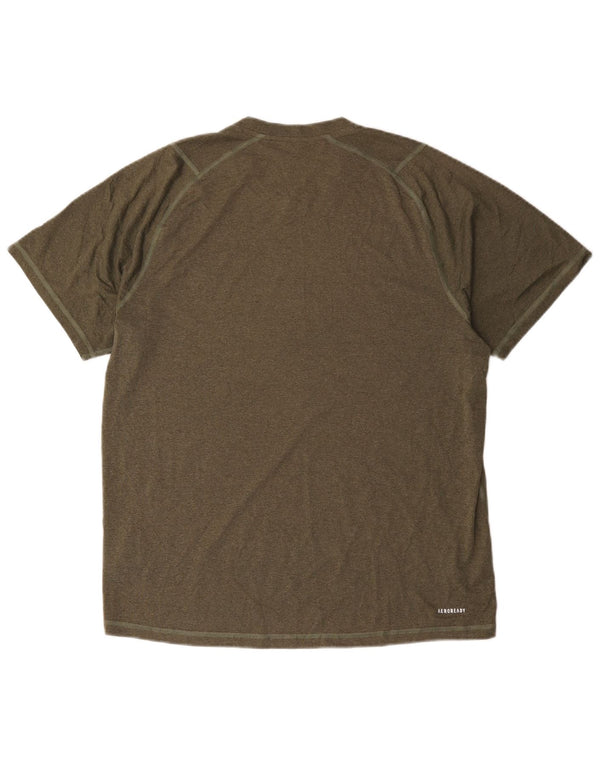 Adidas Mens Aeroready T-Shirt Top Large Khaki Polyester