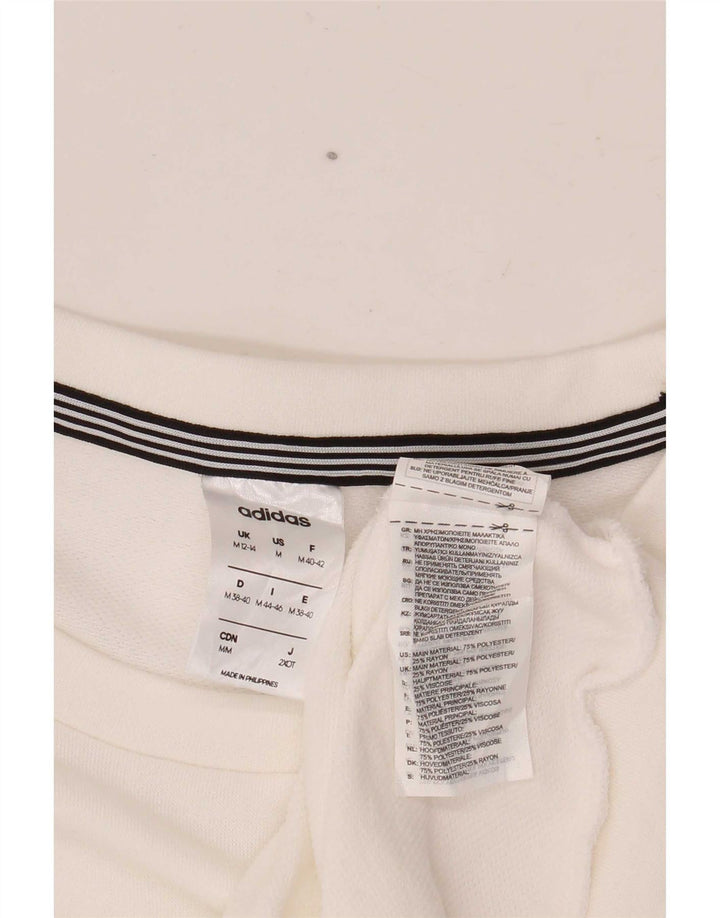 Adidas Womens Climalite Sweatshirt Jumper UK 12/14 Medium White Polyester