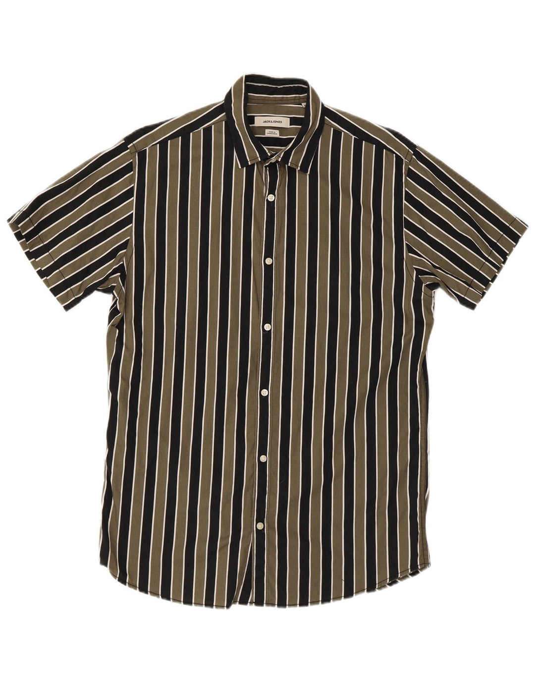 Ανδρικό κοντομάνικο Jack & Jones πουκάμισο με κανονική εφαρμογή, μεσαίο πράσινο ριγέ