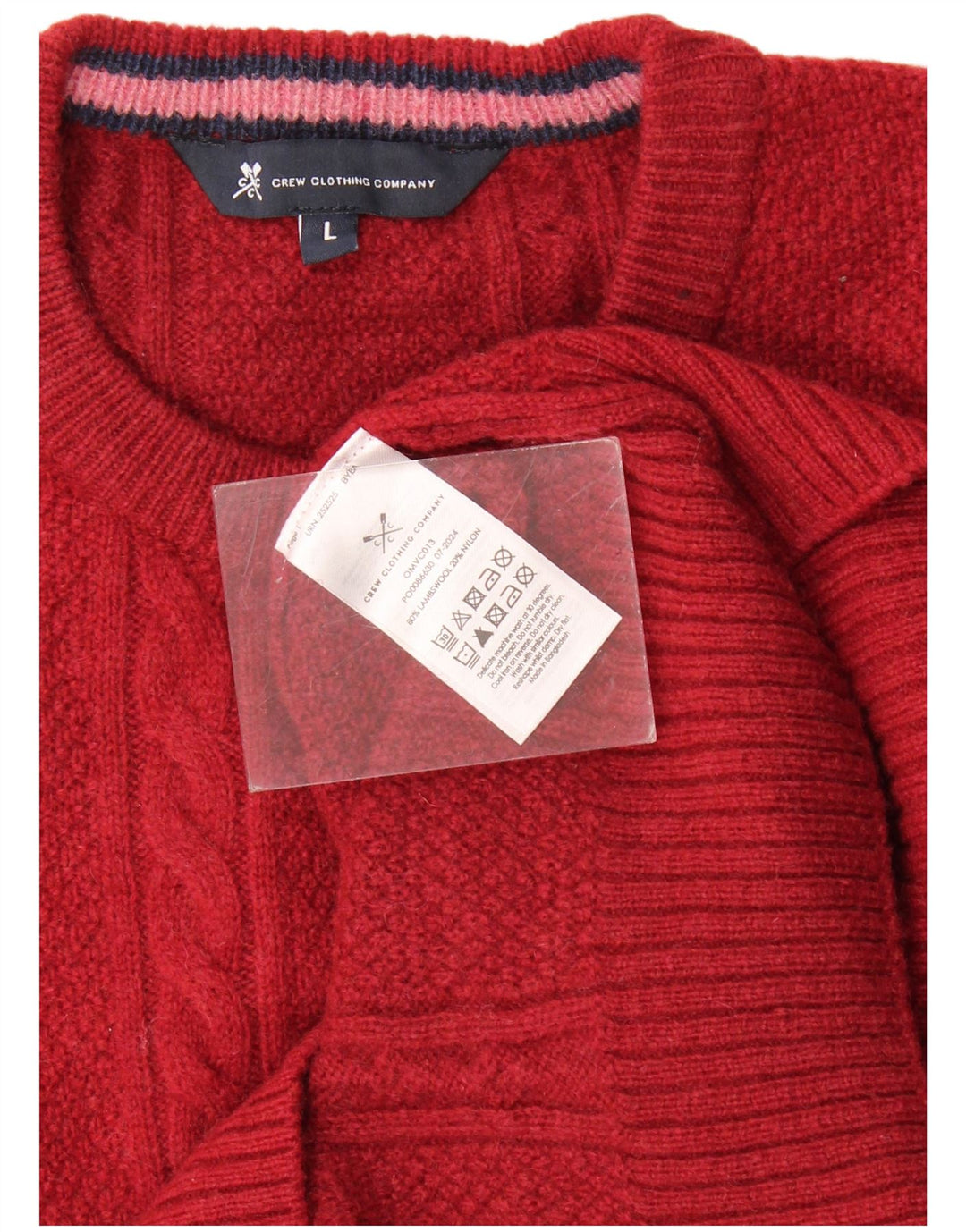 Crew Clothing Ανδρικό πουλόβερ με λαιμόκοψη, μεγάλο κόκκινο μαλλί αρνιού