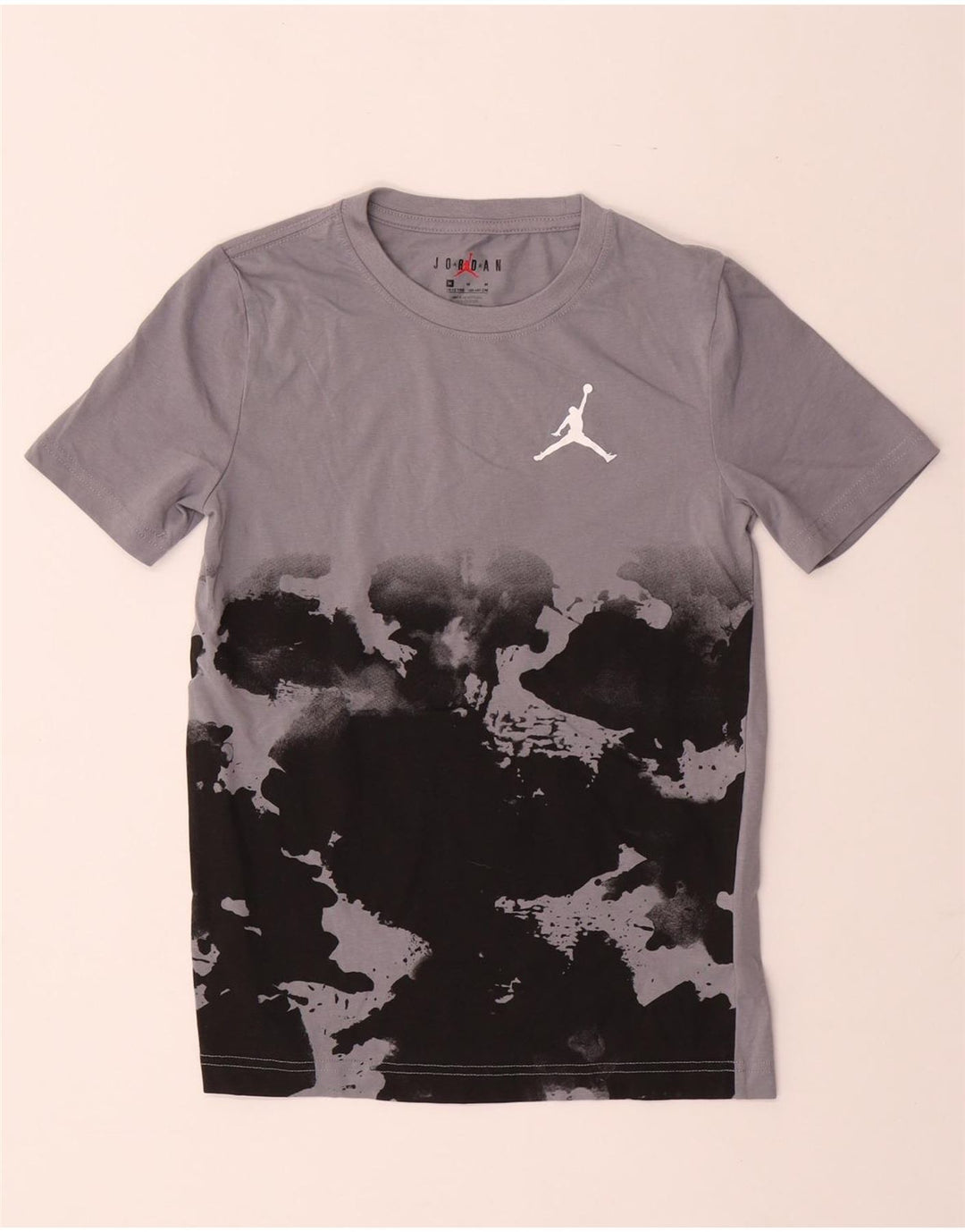 JORDAN Boys T-Shirt Top 10-11 Years Medium Grey Tie Dye Cotton