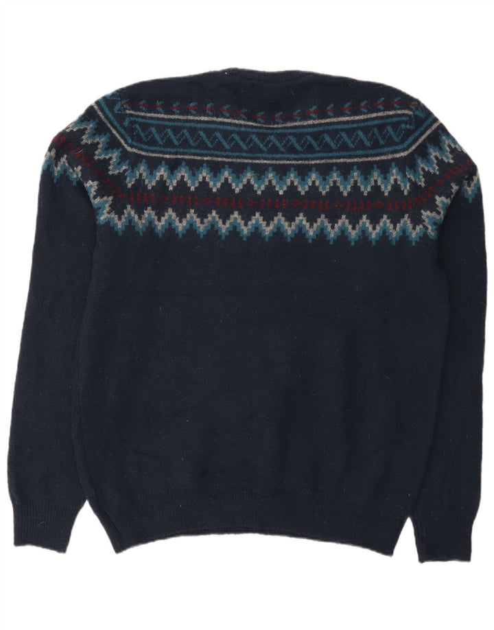 Ανδρικό πουλόβερ Marks & Spencer Crew Neck Jumper Medium Navy Blue Fair Isle