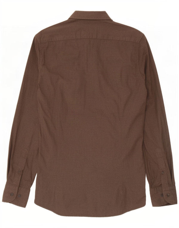 Ανδρικό πουκάμισο Massimo Dutti Μικρό καφέ βαμβακερό