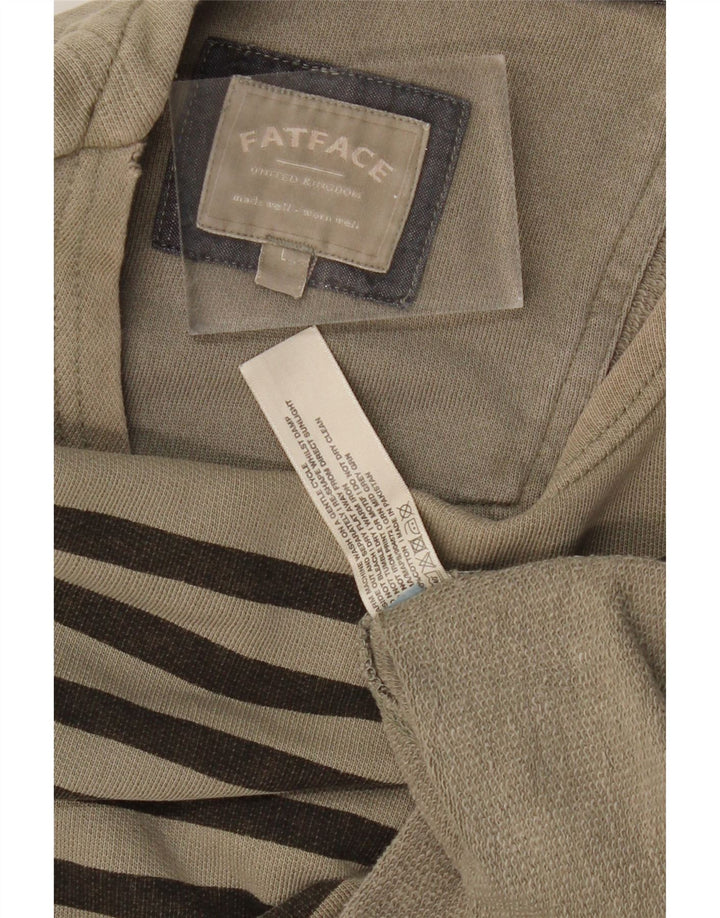 FAT FACE Ανδρικό τοπ μακρυμάνικο μεγάλο χακί ριγέ βαμβακερό