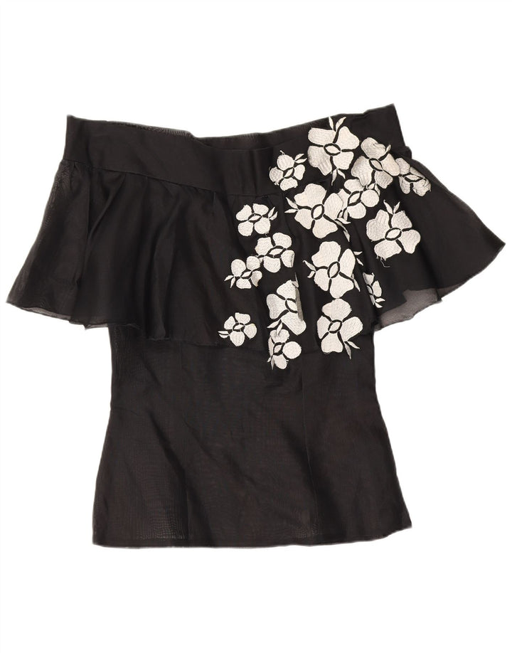 Vintage γυναικείο τοπ UK 10 Small Black Floral