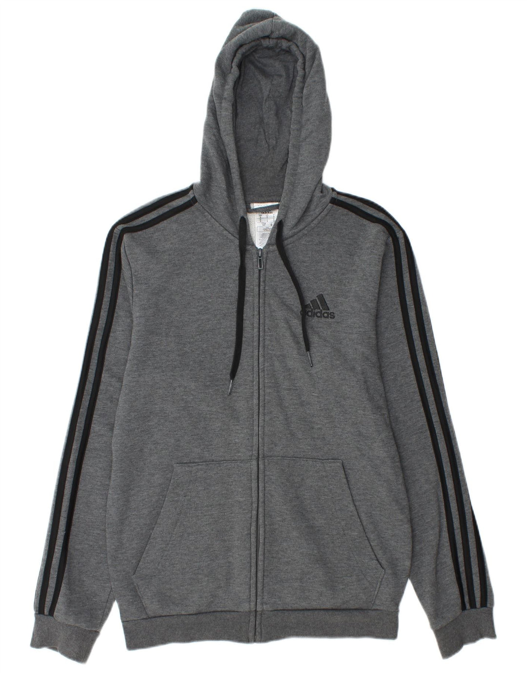 Ανδρικό πουλόβερ με κουκούλα με φερμουάρ Adidas μικρό γκρι βαμβακερό