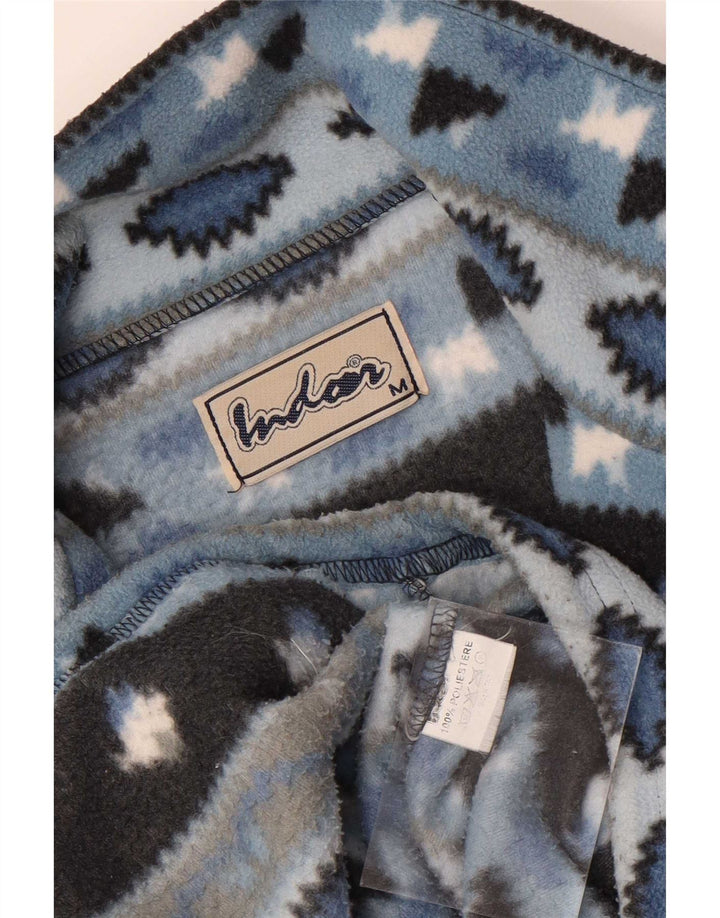 Vintage Ανδρικό Fleece Jacket UK 38 Medium Blue Fair Isle Polyester