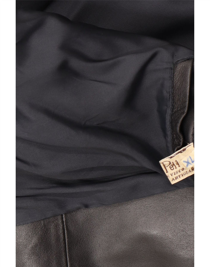 Vintage Ανδρικό Δερμάτινο Μπουφάν Biker UK 42 XL Μαύρο Δερμάτινο