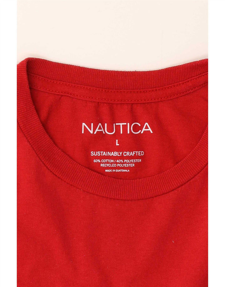 Ανδρικό γραφικό T-Shirt Nautica Top μεγάλο κόκκινο βαμβακερό
