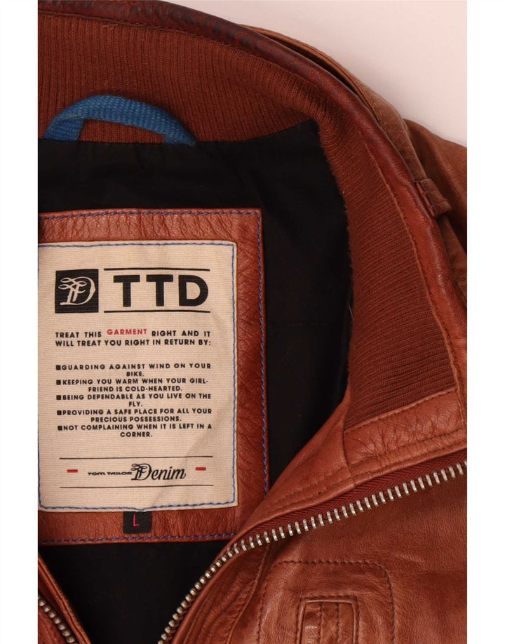 Tom Tailor Ανδρικό Δερμάτινο Μπουφάν UK 40 Large Brown