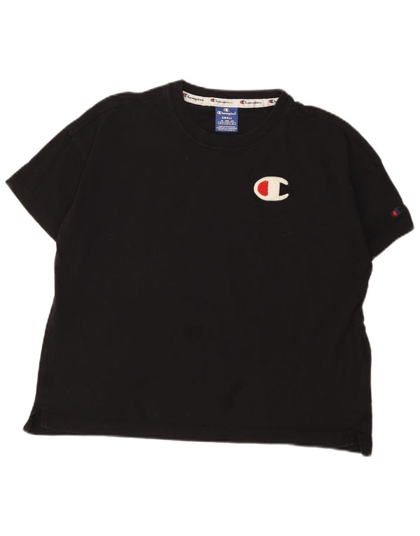 Champion Womens Oversized T-Shirt Top UK 10 Small Black Cotton