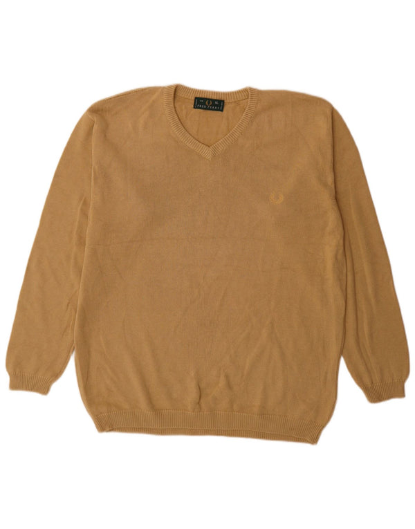 Fred Perry Ανδρικό πουλόβερ με λαιμόκοψη με V λαιμόκοψη XL βαμβακερό μπεζ