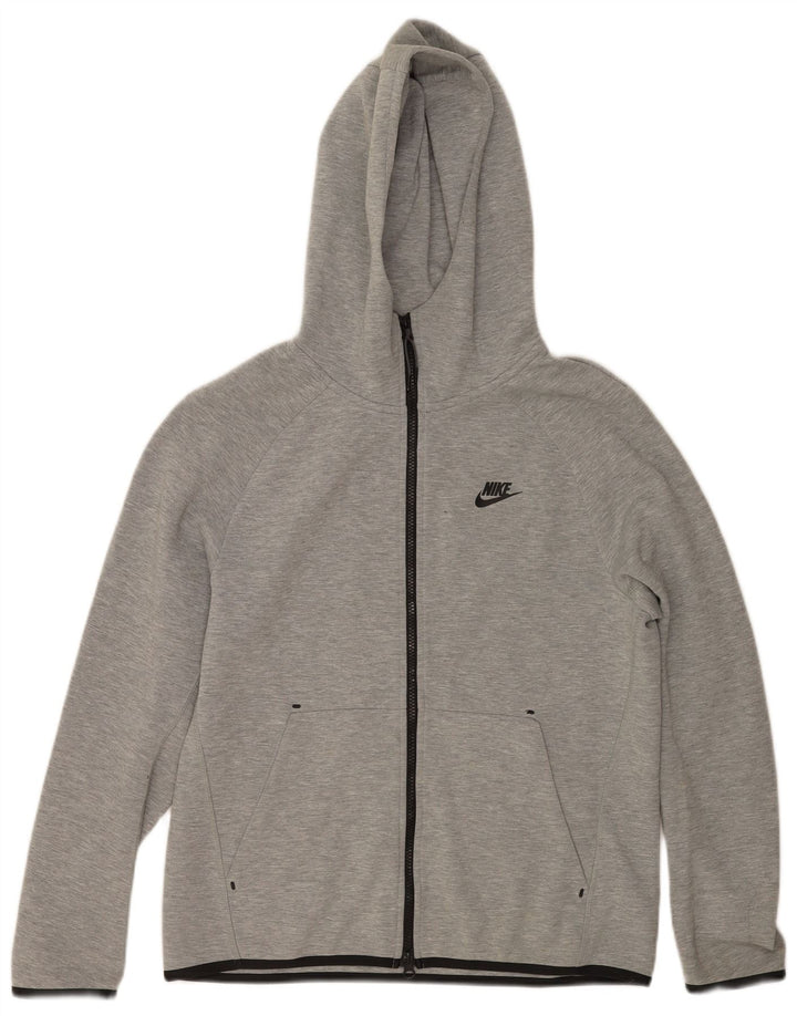 Ανδρικό πουλόβερ Nike με φερμουάρ με κουκούλα, βαμβακερό μικρό γκρι χρώμα