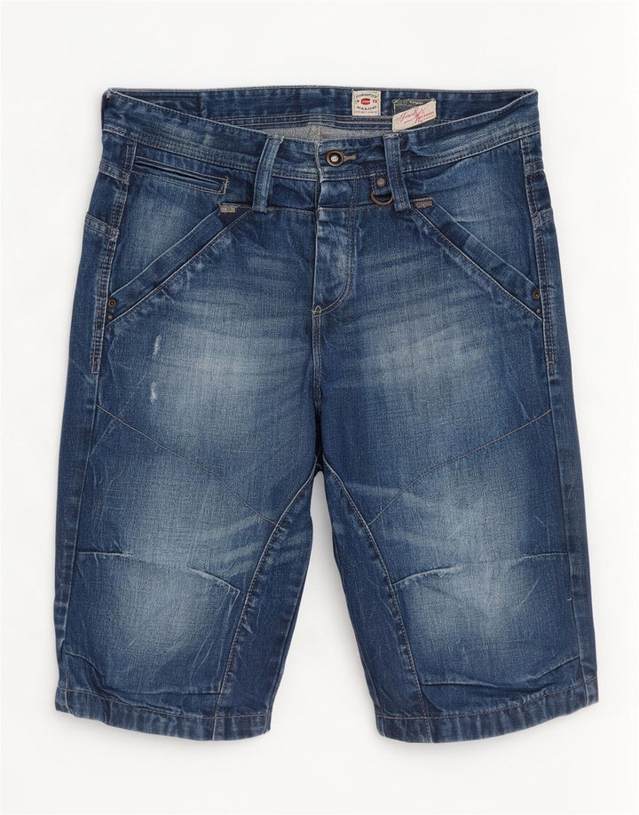 Ανδρικό τζιν σορτς Jack & Jones ταλαιπωρημένο μεσαίο W32 Μπλε βαμβακερό