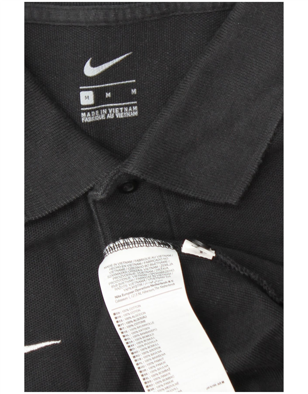 Ανδρικό πουκάμισο πόλο NIKE, μεσαίο μαύρο βαμβακερό