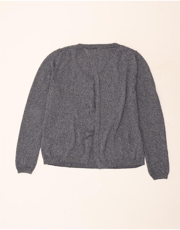Massimo Dutti Γυναικείο πουλόβερ με λαιμόκαυμα UK 16 Large Navy Blue Flecked