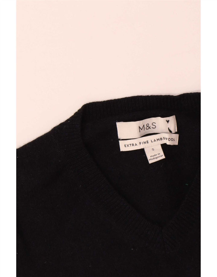 Marks & Spencer Ανδρικό πουλόβερ με λαιμόκοψη με V λαιμόκοψη Small Navy Blue Lambswool