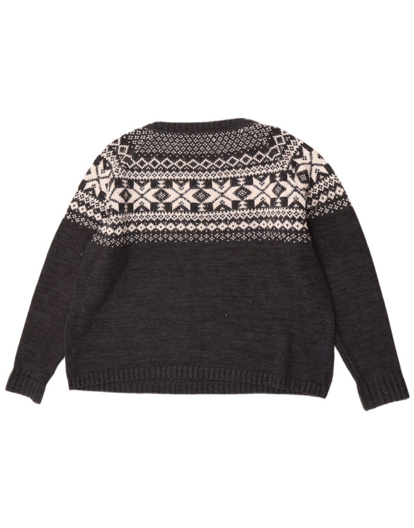 Fat Face Γυναικείο πουλόβερ με λαιμό σκάφος UK 16 Large Grey Fair Isle