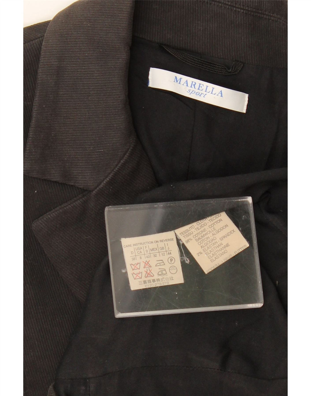 MARELLA Γυναικείο Μπουφάν 1 Κουμπί Blazer UK 12 Μεσαίο μαύρο βαμβακερό