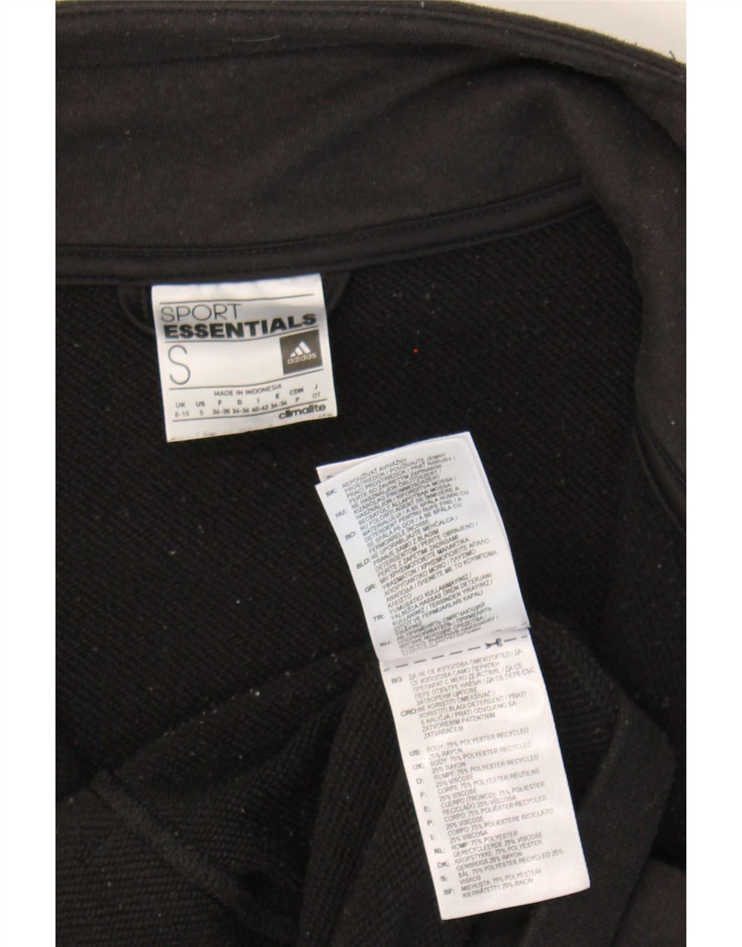 Γυναικεία αθλητική φόρμα Adidas Climalite Top Jacket UK 8/10 Small Black Polyester