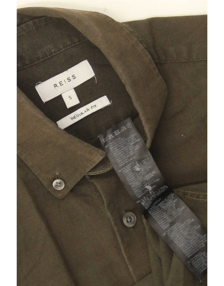 Ανδρικό πουκάμισο Reiss Regular Fit Μικρό χακί βαμβακερό