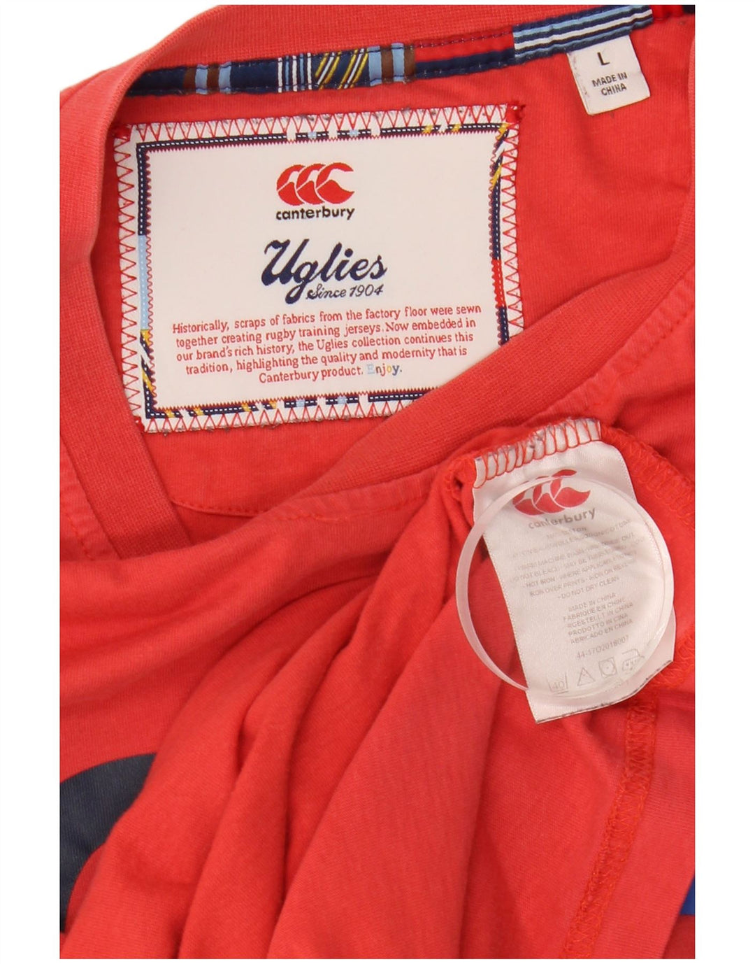 Ανδρικό γραφικό T-Shirt CANTERBURY Top μεγάλο κόκκινο βαμβακερό