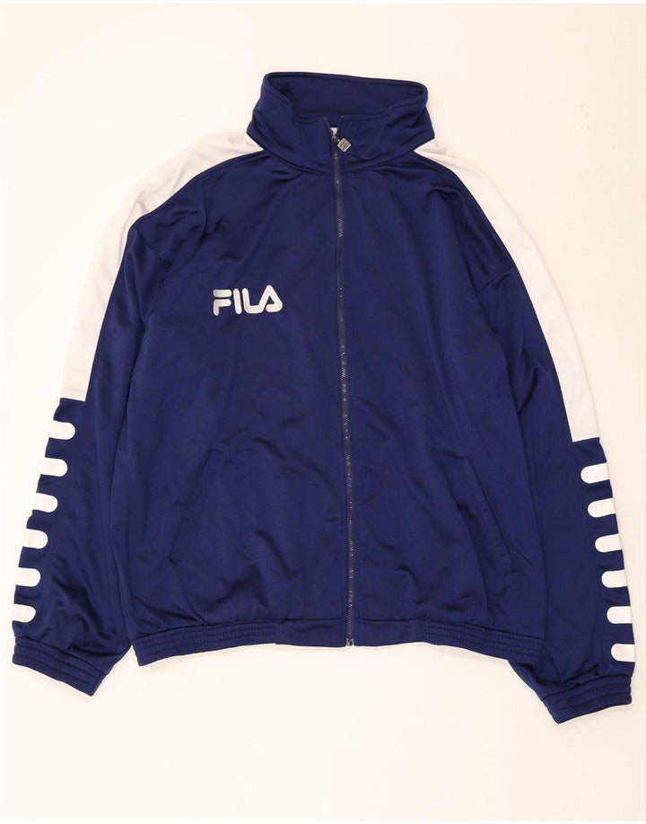 Ανδρική φόρμα φόρμας FILA γραφικό Top Jacket 2XL Navy Blue Colorblock Polyester