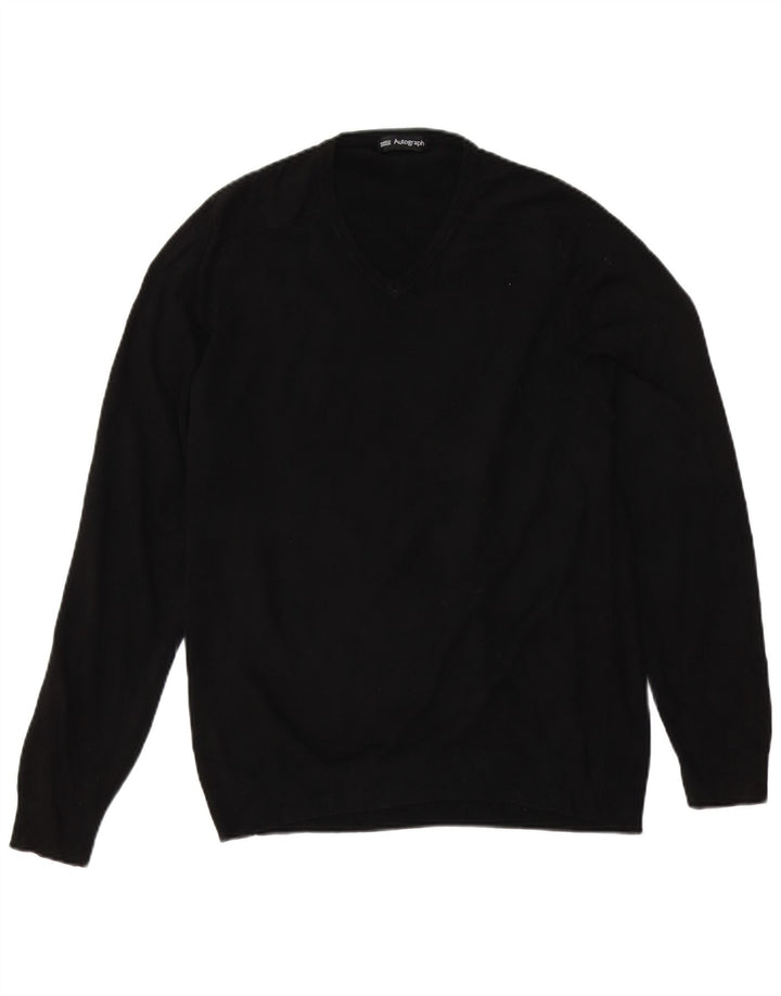 Ανδρικό πουλόβερ Marks & Spencer Autograph V-Neck Jumper Μεσαίο Μαύρο Ακρυλικό