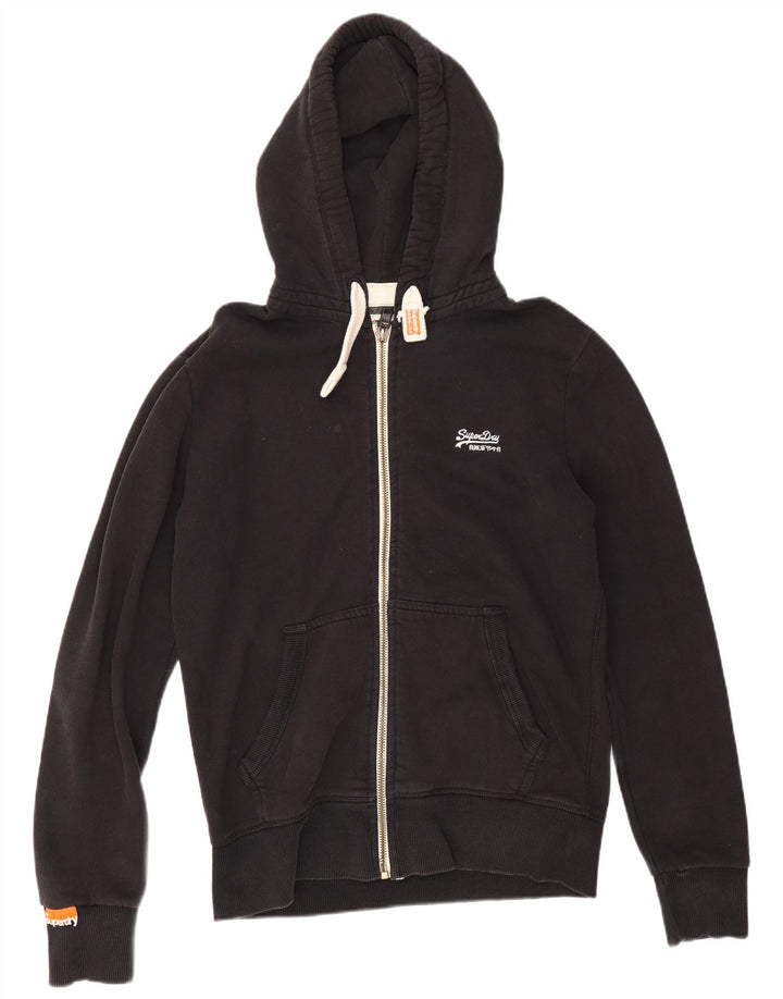 Ανδρικό πουλόβερ με κουκούλα με φερμουάρ Superdry, μεσαίο μαύρο βαμβακερό