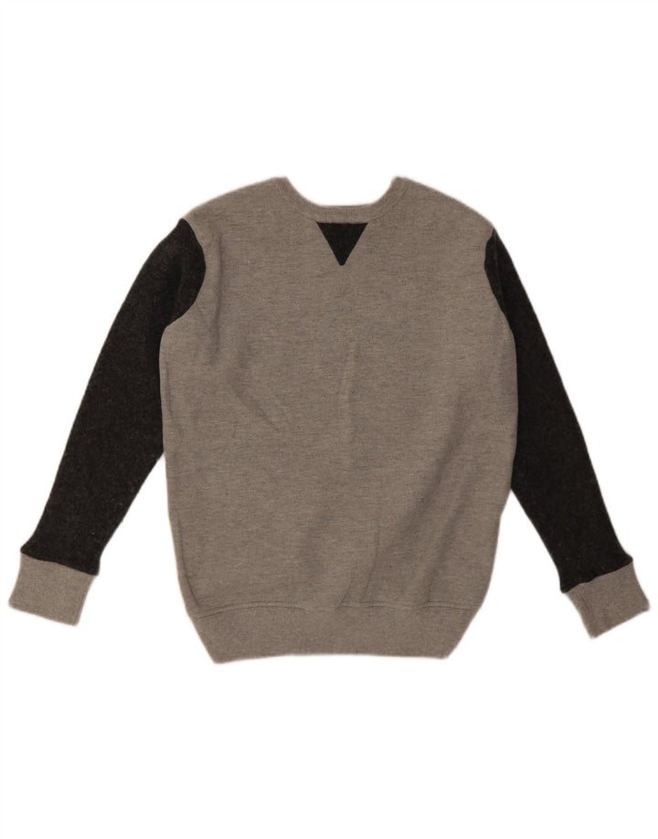 Armani Jeans Boys Φούτερ Jumper 10-11 Years Large Grey Colourblock