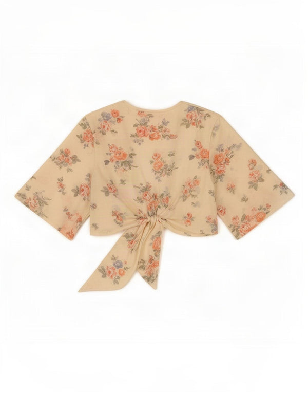 Topshop Γυναικεία Ζακέτα Bolero Wrap Top UK 8 Small Beige Floral Polyester