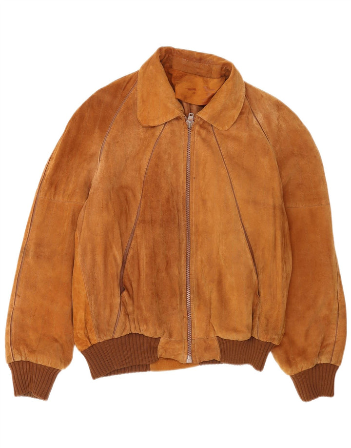 Zanella Mens Suede Bomber Jacket IT 50 Large Brown