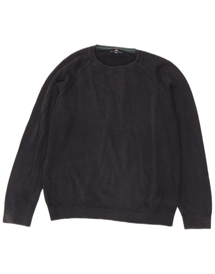 MARKS & SPENCER Ανδρικό φούτερ Μπλε Harbour Jumper Μικρό Navy Blue από βαμβάκι