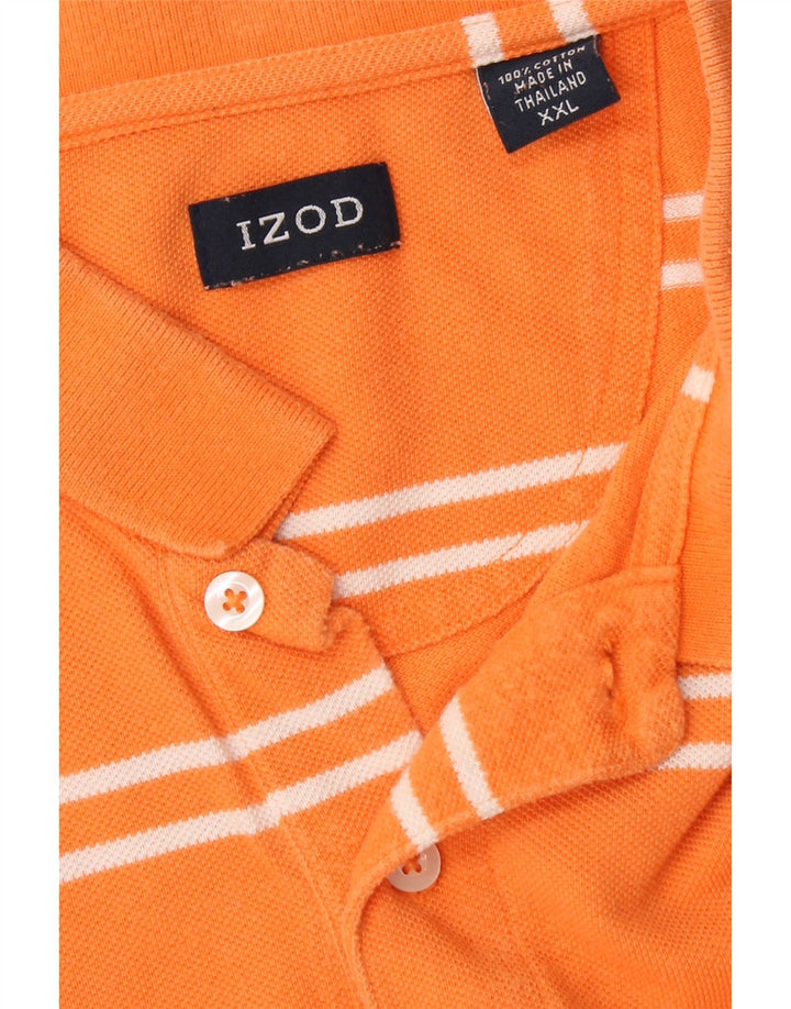 IZOD Mens Polo Shirt 2XL Orange Striped Cotton Vintage Izod and Second-Hand Izod from Messina Hembry 