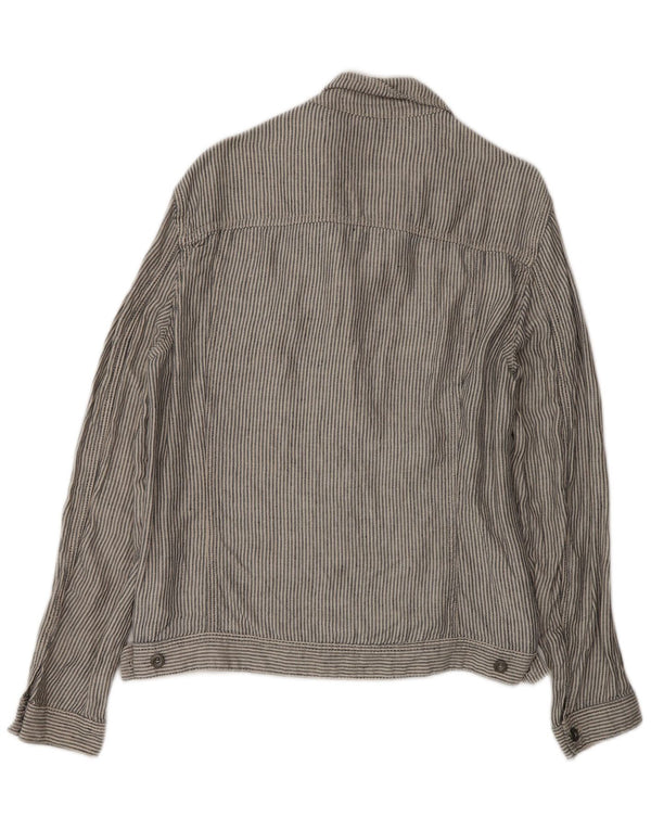 Zara Ανδρικό Bomber Jacket UK 40 Large Grey Pinstripe Lenn