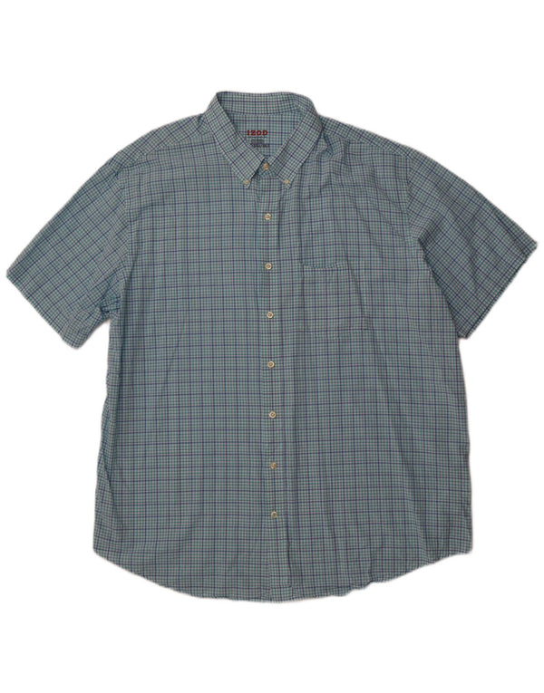 Izod Ανδρικό ψηλό κοντομάνικο πουκάμισο 3XL Blue Check Cotton
