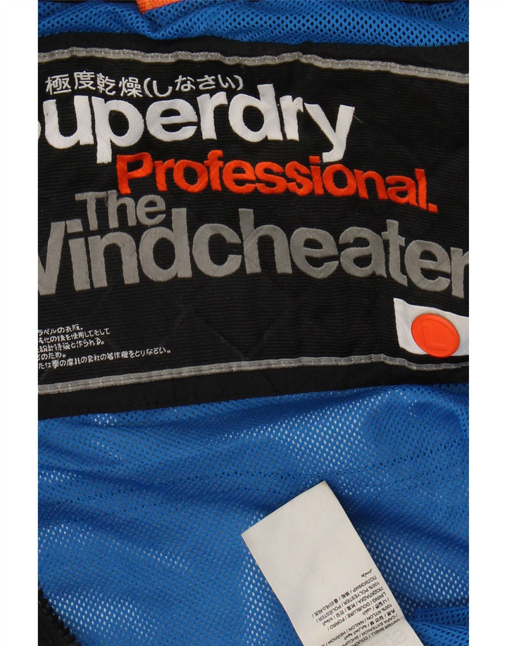SUPERDRY Mens The Windcheater Rain Jacket UK 40 Large Black Nylon