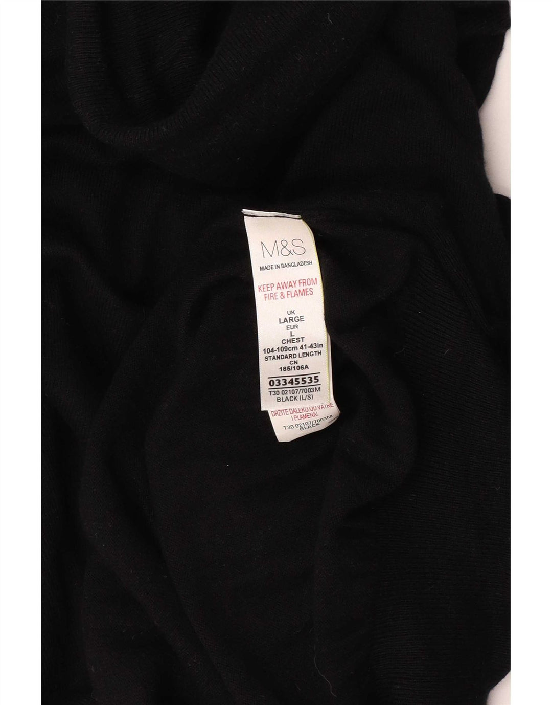 Marks & Spencer Ανδρικό πουλόβερ με ρολό λαιμόκοψη μεγάλο μαύρο βαμβακερό
